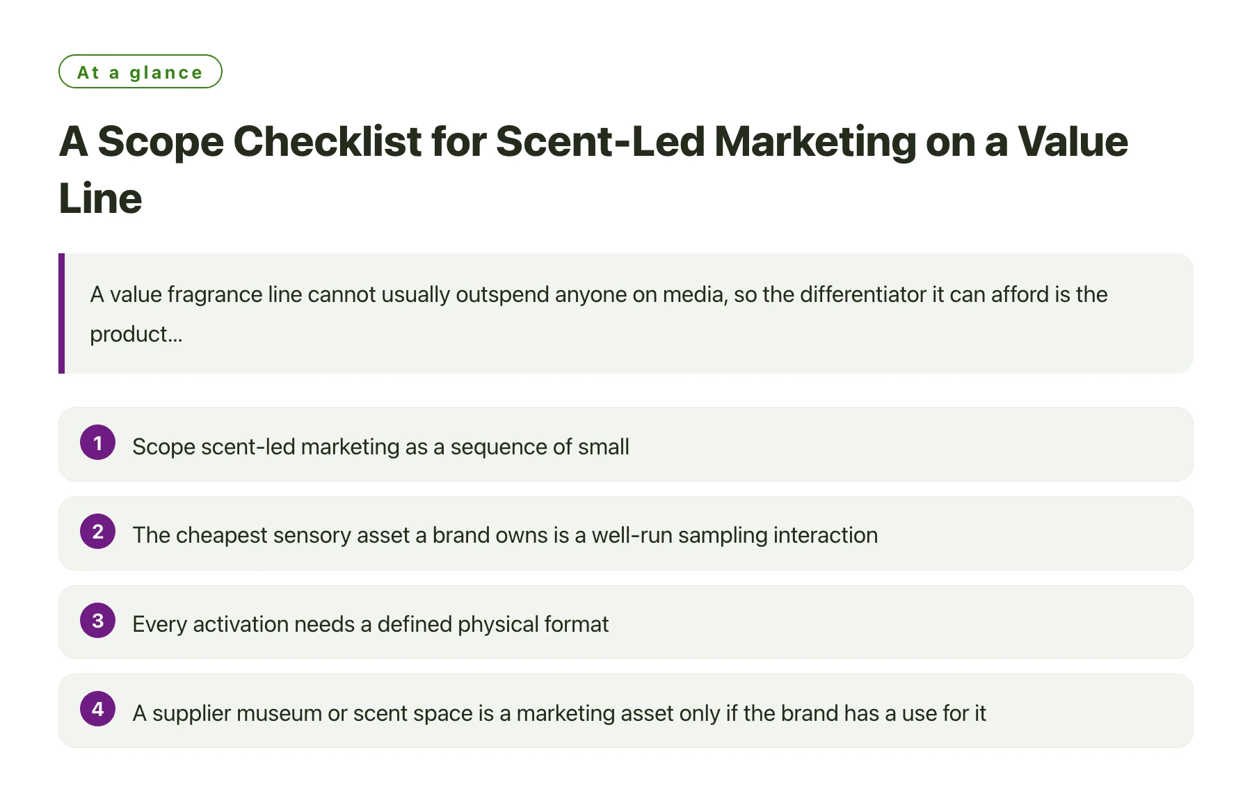A Scope Checklist for Scent-Led Marketing on a Value Line——全文要点速览